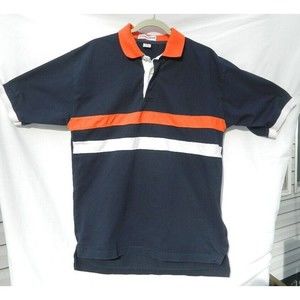College Classics Polo Men's Large, Short Sleeve Blue, Orange & White